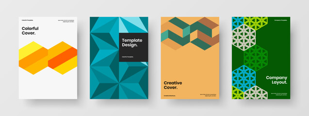 Simple company cover vector design layout set. Colorful mosaic shapes banner illustration composition.