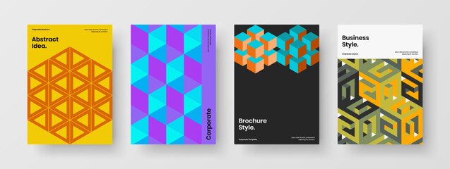 Fototapeta premium Premium cover A4 vector design template composition. Amazing mosaic pattern poster illustration set.