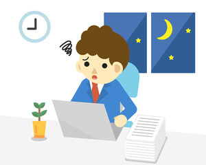 Troubled businessman with laptop