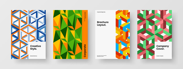 Amazing magazine cover design vector illustration collection. Premium mosaic pattern brochure layout bundle.