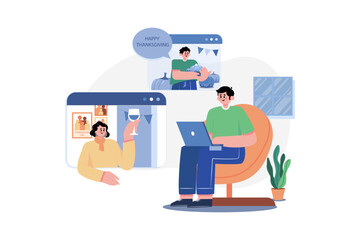 Thanksgiving Day Illustration concept on white background