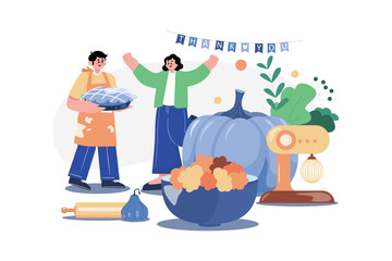 Thanksgiving Day Illustration concept on white background