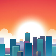 Modern City Skyline Vector illustration at sunset