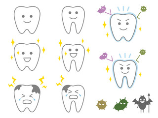 歯のアイコンイラスト２（灰色）