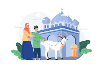 Eid Mubarak Illustration concept on white background
