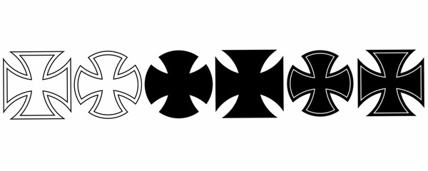 outline silhouette Chopper cross icon set isolated on white background © Sutana