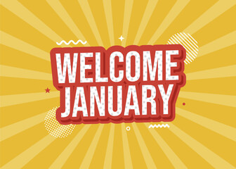 Welcome january month greeting poster design 