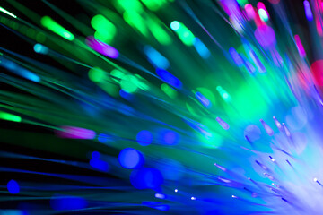 Abstract close up fiber optics light for background. picture used backdrop computer communication technology or advertising. Optical lighting.