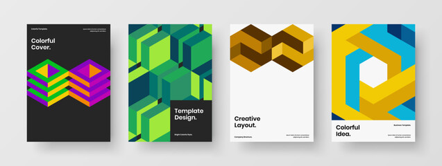 Fototapeta premium Amazing geometric shapes presentation concept composition. Isolated company cover A4 vector design layout set.