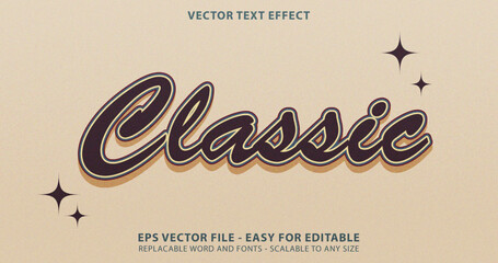 classic vintage editable text effect vector - obrazy, fototapety, plakaty