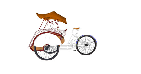 Naklejka premium Vector design of a typical Indonesian rickshaw on a white background