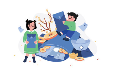 Chinese New Year Illustration concept on white background