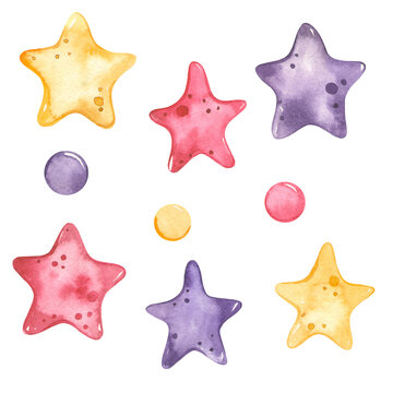 Multicolored stars and circles for children's design