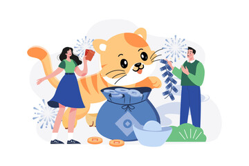 Chinese New Year Illustration concept on white background