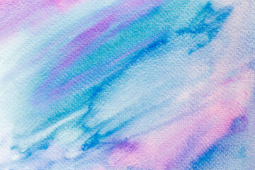 Abstract Hand painted Rainbow Watercolor Colorful wet background on paper. Handmade texture art color for creative wallpaper or design art work. Pastel colors