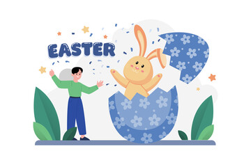 Easter Day Illustration concept on white background