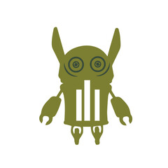 Vector robot in flat style on white background.