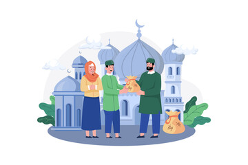 Eid Mubarak Illustration concept on white background