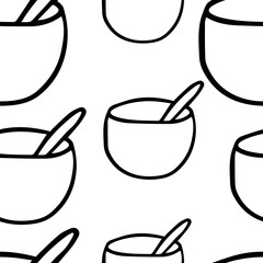 Seamless pattern Doodle kitchen bowl