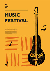 Komuz, folk. Music festival poster. String musical instruments. Competition. A set of vector illustrations. Minimalistic design. Banner, flyer, cover, print.