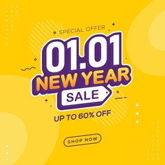 New Year sale discount banner template promotion design for business