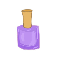 Hand drawn cute isolated clip art illustration of a bottle of purple nail polish