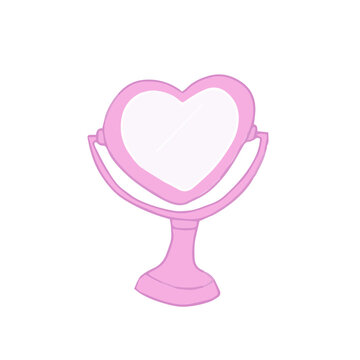 recommend clip art: Hand drawn cute isolated clip art illustration of heart shaped pink mirror