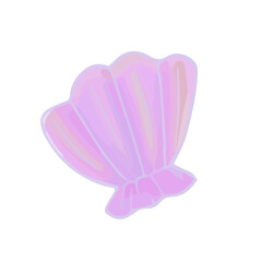 Hand drawn cute isolated clip art illustration of purple sea fan shell