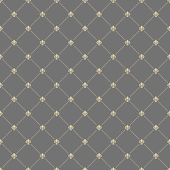 Seamless vector ornament. Modern wavy background. Geometric modern gray and yellow dotted pattern