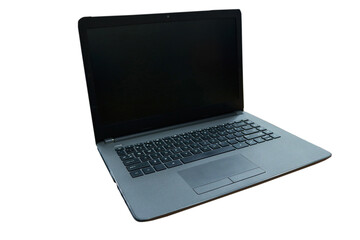 Black laptop photo with white background	