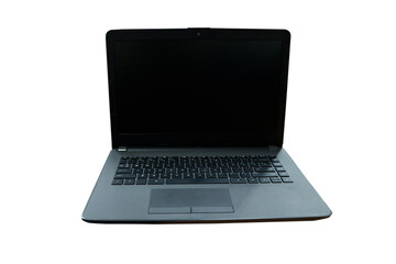 Black laptop photo with white background	