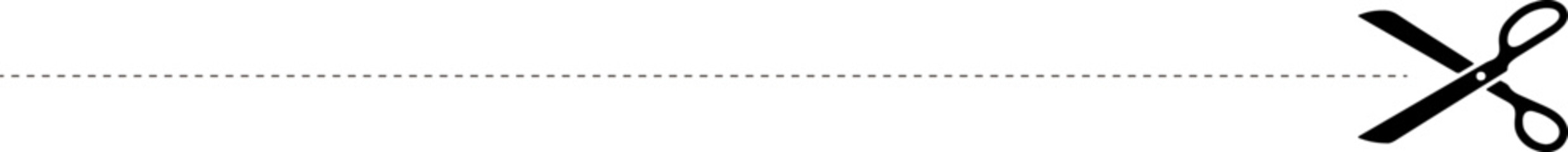 Scissors cutting line on white background