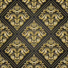 Orient black and golden vector classic pattern. Seamless abstract background with vintage elements. Orient pattern. Ornament for wallpapers and packaging