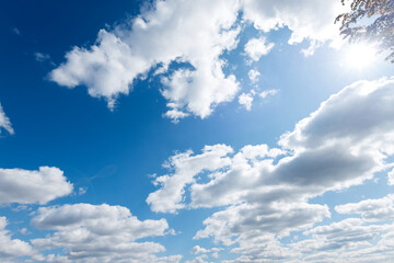 Blue sky with white cloud closeup