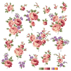 Wandcirkels tuinposter Beautiful rose illustration material collection, © daicokuebisu