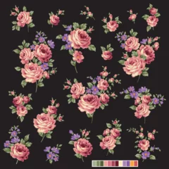 Gardinen Vintage Blumen Beautiful rose illustration material collection,  © daicokuebisu