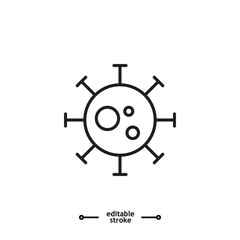 Corona Virus icon set. Coronavirus. virus of illness in Humans, from the common cold to SARS. 2019-nCoV common human virus or bacteria microbe, bacterium covid 19 sign vector editable stroke and flat