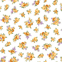 Seamless pattern with a beautiful bouquet of roses,