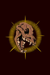 Fototapeta premium Dog head skull vector illustration