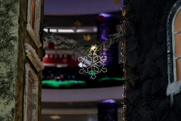 Christmas decoration with shining sparkling light effect.