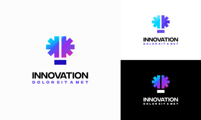 Modern Brain Bulb logo concept, Intelligence Logo template, Smart People logo