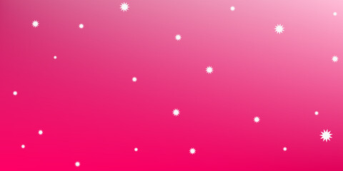 Bright pink glow background with white dots as star or snowflakes