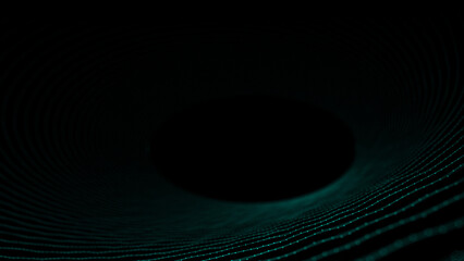 Galactic portal with linear connections. Optical illusion of a laser tunnel. Technological connections of space and time. The concept of leaders in the technological world. 3d rendering.