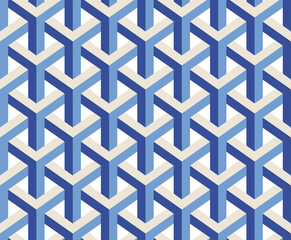 Abstract Geometric Complex Stripes Trident Polygon Perspective Seamless Vector Pattern Trendy Fashion Colors Background Perfect for Allover Print