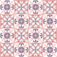 Square ceramic tile pink purple mosaic in spanish style