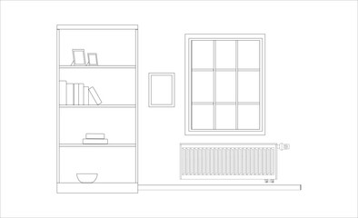 Home gas heater unit, warm house, vector illustration
