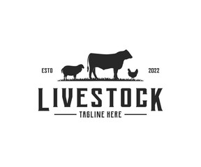 Livestock farm logo design. Animal farm logo design vector template