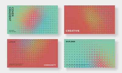 Fototapeta premium Set of template background design vector. Collection of creative gradient vibrant colorful shape pattern, geometric shape background. Design illustration for business card, cover, banner, wallpaper.