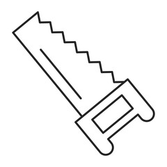 Saw icon vector isolated. Illustration of a repair instrument with a sharp blade. Tool made of metal and wood.