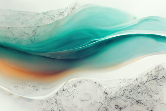 Abstract Marble Textured Background. Fluid Art Mint Green Wallpaper. AI